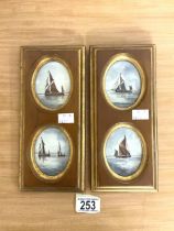 FOUR JOHNSON SIGNED MINIATURES WATERCOLOURS SAILING BOATS
