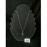 375 GOLD PENDANT CROSS WITH 18 INCH 375 GOLD CHAIN; 2.3 GRAMS