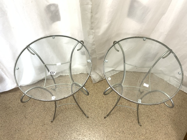 PAIR OF METAL AND GLASS GARDEN TABLES; 46 X 70CM - Image 3 of 3