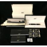 A CASED MONT BLANC BOHEME PROPELLING FOUNTAIN PEN WITH 14 CARAT WHITE GOLD NIB AND ACCESSORIES,