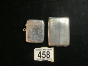 LATE VICTORIAN HALLMARKED SILVER ENGRAVED VESTA DATED 1900 BY JOSEPH GLOSTER; 4CM, WITH A HALLMARKED