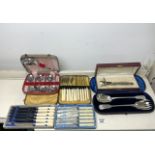 QUANTITY OF CASED PLATED AND MORE CUTLERY