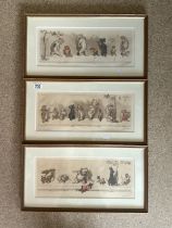 DIRTY DOGS OF PARIS PRINTS; SIGNED IN PENCIL; 58 X 31CM