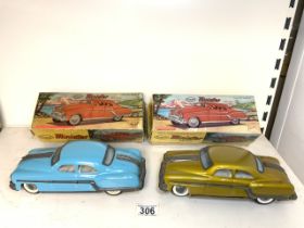 TWO VINTAGE TIN PLATE MECHANICAL & AUTOMATIC ‘MINISTER DELUX’ COLLECTORS CARS IN ORIGINAL BOXES "
