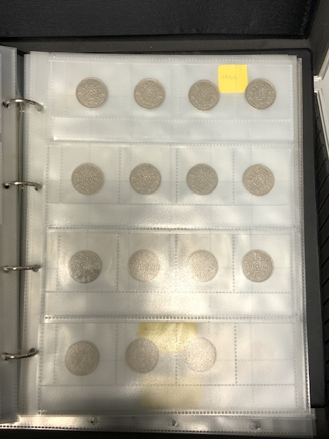 A METAL CASE CONTAINING VARIOUS COINS; IN FOLDERS AND LOOSE - Image 6 of 8