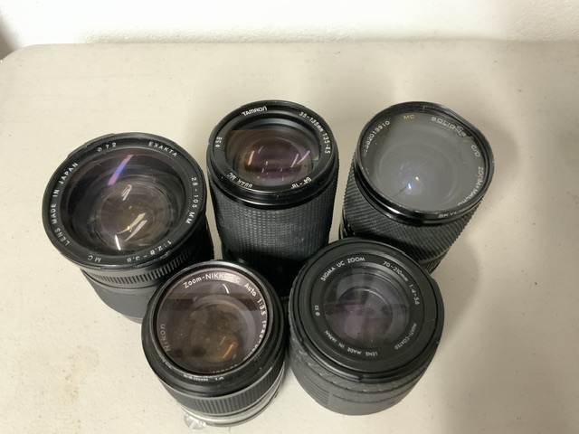 BOX OF CAMERAS AND LENSES, PENTAX, LUMINIX AND MORE - Image 3 of 7
