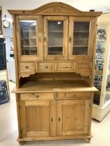 VINTAGE PINE KITCHEN DRESSER; 120 X 191CM