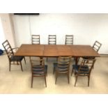 MID-CENTURY DANISH EXTENDING DINING TABLE WITH EIGHT MATCHING DANISH CHAIRS BY MORGEN - KOHL