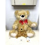 TWO STEIFF COSY FRIENDS TEDDY BEARS WITH TAGS ATTACHED, THE LARGER; BOBBY BLOND, THE SMALLER;