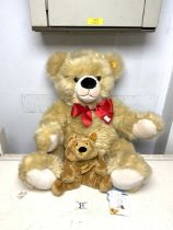 TWO STEIFF COSY FRIENDS TEDDY BEARS WITH TAGS ATTACHED, THE LARGER; BOBBY BLOND, THE SMALLER;