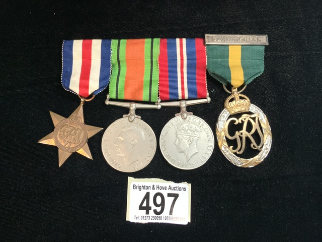 A COLLECTION OF MILITARY MEDALS AND RIBBONS ON BAR BROOCH, INCLUDING; THE FRANCE AND GERMANY STAR,