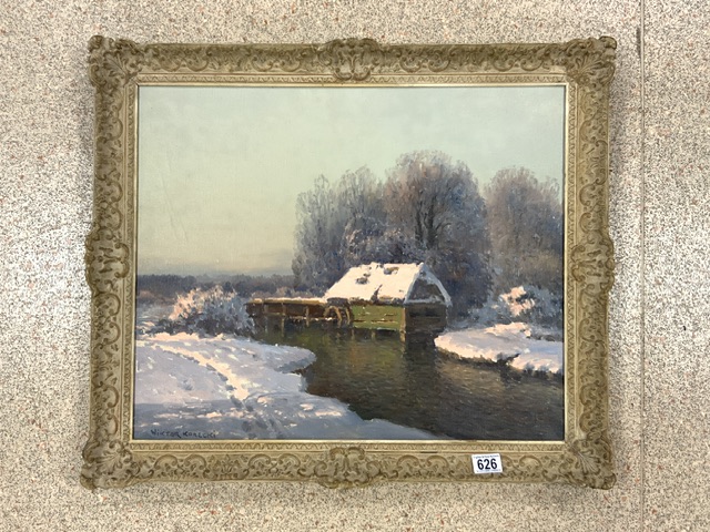 WIKTOR KORECKI (1890-1980) "WINTER SCENE ", OIL ON CANVAS; SIGNED "WIKTOR KORECKI" LOWER LEFT; 72 - Image 4 of 4