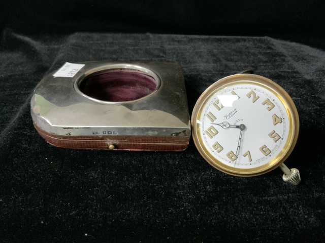 AN EDWARDIAN STERLING SILVER MOUNTED WATCH CASE; BY H. MATTHEWS; BIRMINGHAM 1905; ON LEATHER - Image 3 of 4