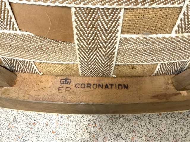 QUEENS CORONATION 1953 CHAIR LIMED OAK No 154, MARKED TO BASE HANDS & SONS, ER CORONATION - Image 4 of 6