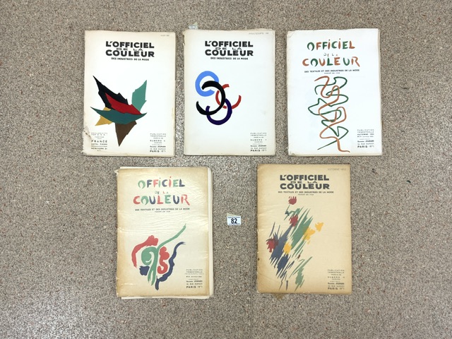 FIVE VINTAGE L'OFFICIEL DE LA COULEUR FASHION PRINTS; 1952 AND 1953