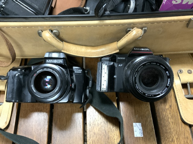 LARGE QUANTITY OF CAMERAS AND ACCESSORIES, CANON, MINOLTA, ENSIGN, PENTAX AND MORE - Image 2 of 4