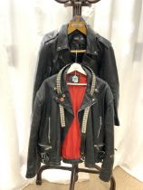 FOUR VINTAGE PUNK/ROCK CLOTHING ITEMS INCLUDING TWO SILK SHIRTS BY BICH; SIZES M & XL, ONE LEATHER