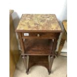 VINTAGE FRENCH MARBLE TOP BEDSIDE TABLE WITH DRAWER 41 X 38 X 84CM