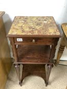 VINTAGE FRENCH MARBLE TOP BEDSIDE TABLE WITH DRAWER 41 X 38 X 84CM