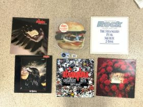 THE STRANGLERS ALBUMS. LPS, VINYL INCLUDES BIG BURGER DISC AND TWO STRANGLERS 1979 WEMBLEY BADGES
