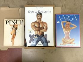 THREE ADULT BOOKS, TOM OF FINLAND, VARGA AND MODEST HISTORY PIN-UP