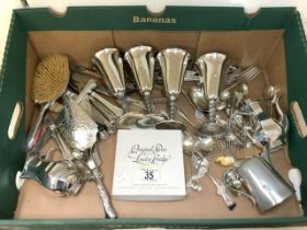 MIXED ITEMS INCLUDES HALLMARKED SILVER HAIR BRUSH, PLATED WARE BOXED LONDON BRIDGE STONE