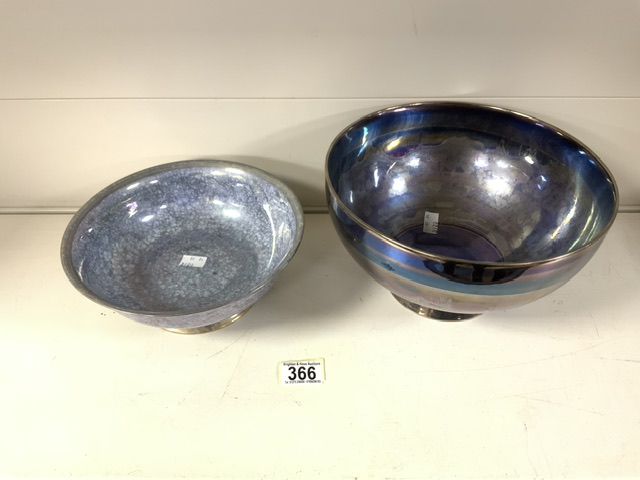 ATKINSON - JONES LUSTREWARE TWO LARGE BOWLS; 26CM DIAMETER