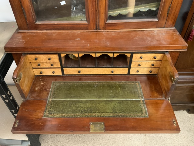 VICTORIAN WALNUT AND MAHOGANY SECRETAIRE 218 X 104CM - Image 3 of 4