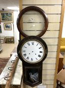 ANTIQUE MAHOGANY WALL CLOCK IN NEED OF RESTORATION; 78CM