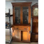 VICTORIAN WALNUT AND MAHOGANY SECRETAIRE 218 X 104CM