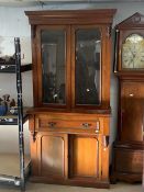 VICTORIAN WALNUT AND MAHOGANY SECRETAIRE 218 X 104CM