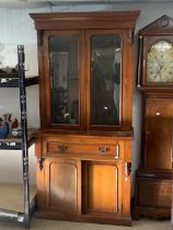 VICTORIAN WALNUT AND MAHOGANY SECRETAIRE 218 X 104CM