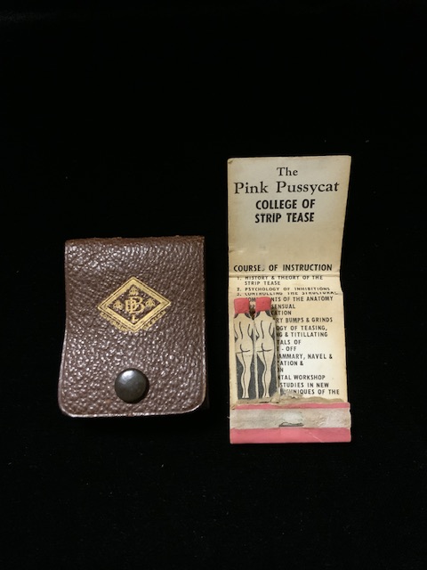 A VINTAGE PINK PUSSYCAT HOLLYWOOD MATCH BOOK; INTERIOR WITH COLLEGE OF STRIPTEASE COURSE OF - Image 2 of 3