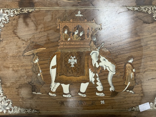 CARVED TABLE TOP WITH INLAID BONE; 46 X 30CM - Image 2 of 5