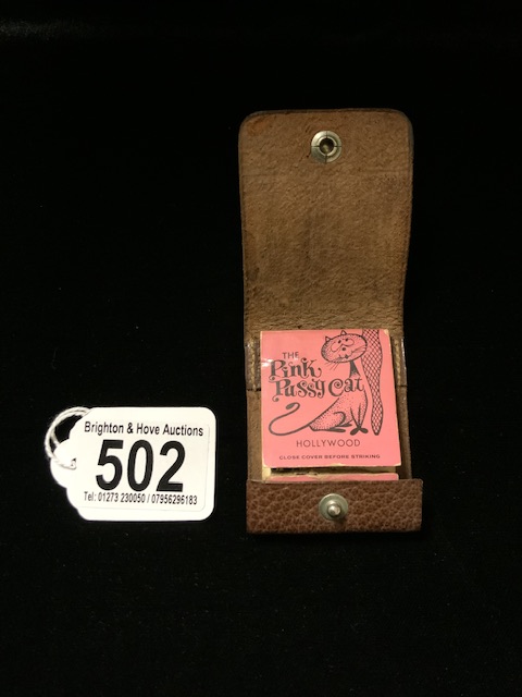 A VINTAGE PINK PUSSYCAT HOLLYWOOD MATCH BOOK; INTERIOR WITH COLLEGE OF STRIPTEASE COURSE OF