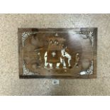 CARVED TABLE TOP WITH INLAID BONE; 46 X 30CM