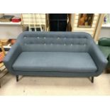 LARGE THREE SEATER SOFA BY (MADE) ON SPLAYED LEGS AND GREY MATERIAL; 182CM