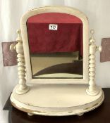 PAINTED CREAM SWING MIRROR WITH BARLEY TWIST SUPPORTS