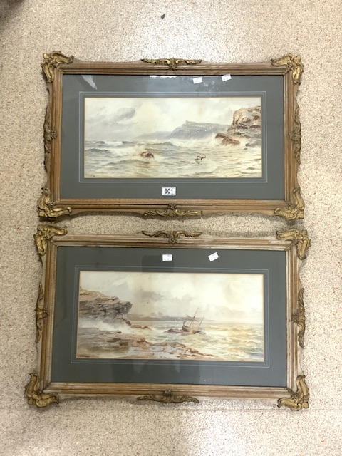 TWO G.BARKER SIGNED WATERCOLOURS EASTERN COASTAL SCENES BOTH ORNATELY FRAMED AND GLAZED; 78 X 50CM