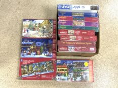 THIRTEEN W. H SMITHS JIGSAW PUZZLES, ALL ORIGINAL WRAPPING, CHRISTMAS THEME