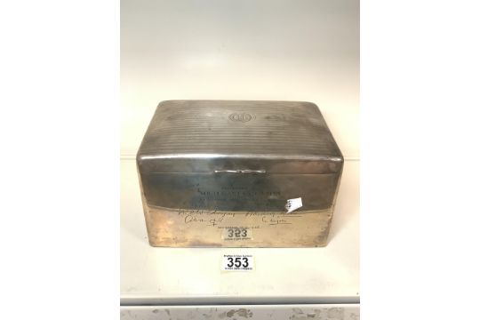 LARGE HALLMARKED SILVER TRAVEL BOX POSSIBLY A.J. ZIMMERMAN MARKS SLIGHTLY RUBBED 23 X 15 X 15CM - Image 1 of 5