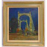 Victor Willis framed oil on canvas titled Albert Bridge at Night, signed bottom right, 50.5 x 45.