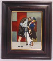 Jago Max Williams framed oil on canvas titled Hero (after Millais) label to verso, 34 x 27cm