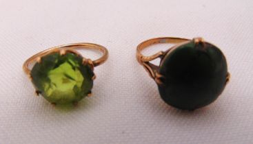 Two 9ct gold and coloured stone rings