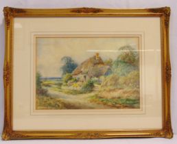 Alexander Molyneux Stannard framed and glazed watercolour titled Summertime in an Old English