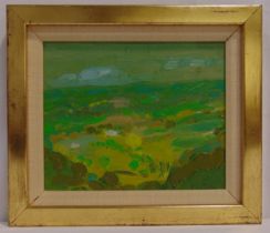 Alastair Flattely (Scottish 1922-2009) framed oil on board of a landscape, signed bottom right, 17 x