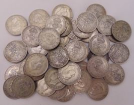 A quantity of GB pre 1947 silver two shillings (49) approx total weight 503g