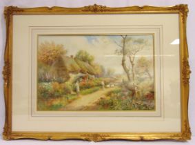 Thomas Noel Smith framed and glazed watercolour of a cottage, signed bottom right, details to verso,