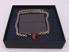 Shaun Leane Hook My Heart hallmarked silver necklace set with red topaz, to include chain, in