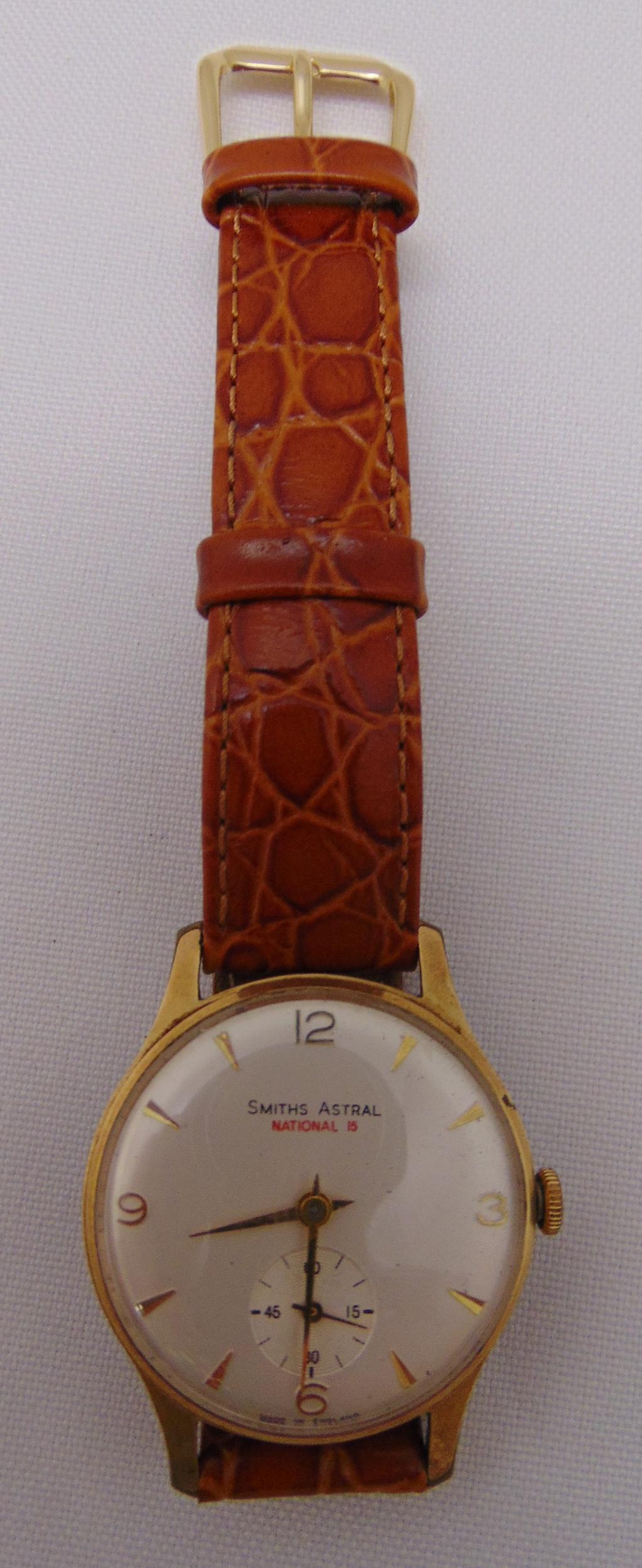 Smiths Astral National 15 gentlemans wristwatch with subsidiary seconds dial on replacement